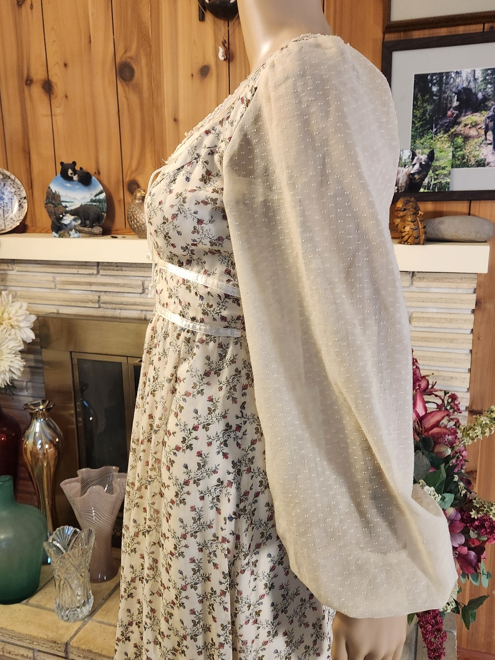 Vintage 1970s Gunne Sax Floral Corset Maxi Dress - Picture 6 of 13